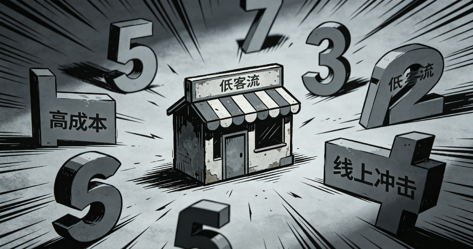 中小实体店经营困境、线下门店客流与成本压力场景