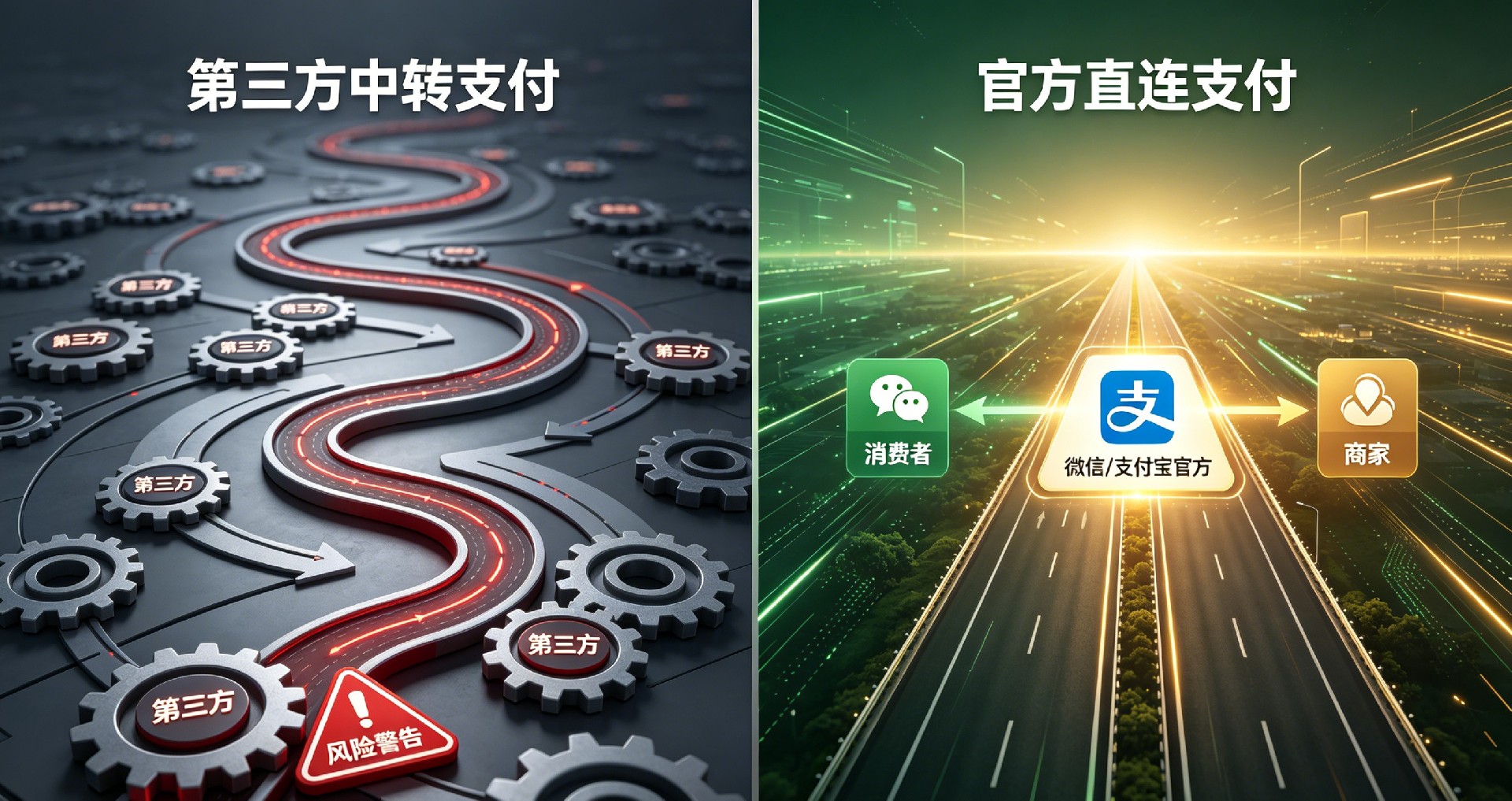 市面平台多接入第三方聚合支付，资金流转层级多、回款不可控、易触碰二清红线。惠省巴采用极简闭环支付链路：消费者付款→官方监管备付金→实时清分→直达商家账户。无人工干预、无延后打款，商家自主掌控现金流，彻底规避中转风险。